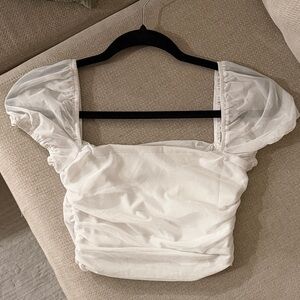 Princess Polly Ivory Mesh Detail Top